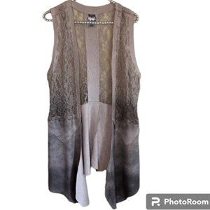 Vocal USA Faux Suede and Lace Sleeveless Vest - Vintage Look  Size M.